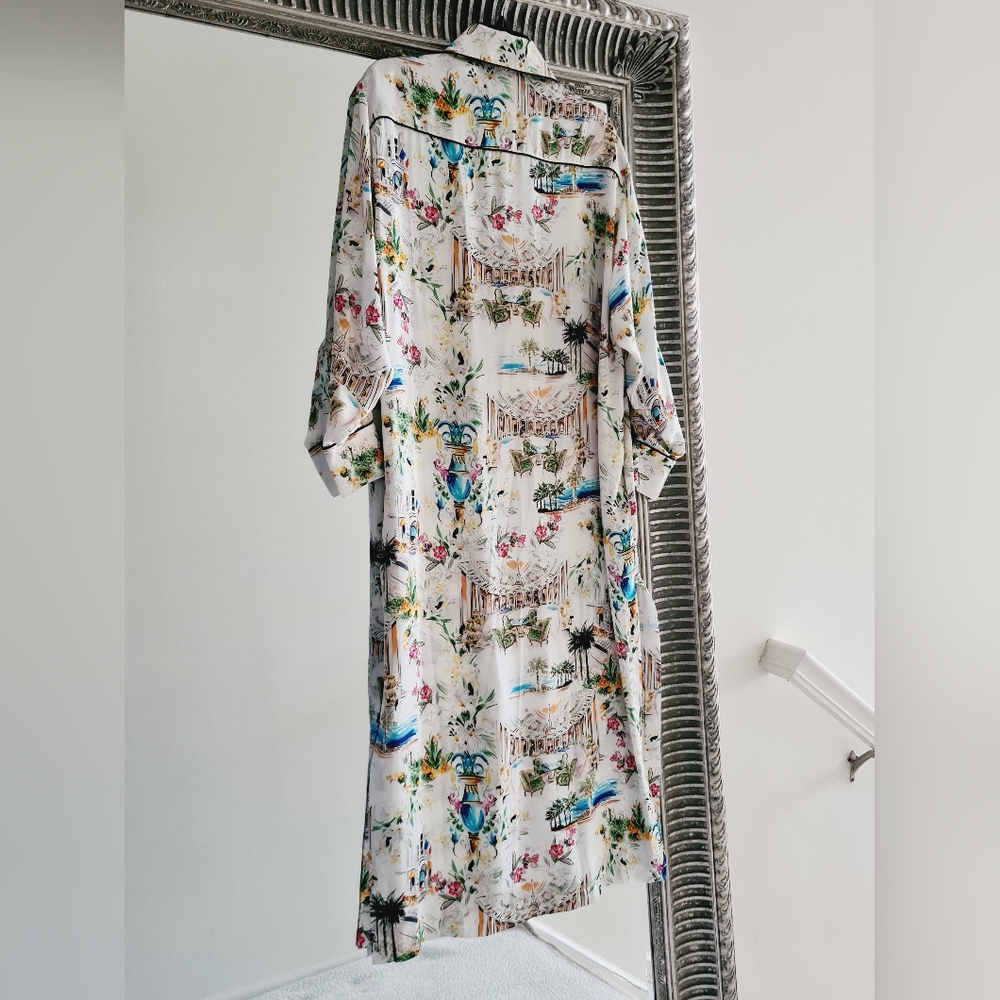 SMYTHE Cote d'Azur Floral Print Long Sleeve Shirt Dress Size XS Org $650 - Picture 5 of 15